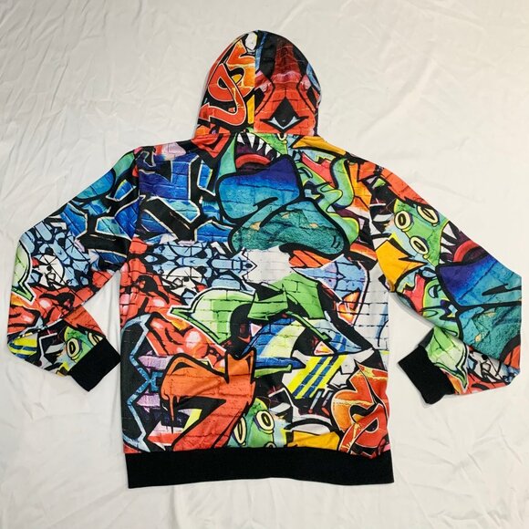 ZOO YORK Graffiti Hoodie XL Pullover AOP Graffiti Y2K Skater Older Brother Core - Picture 7 of 7